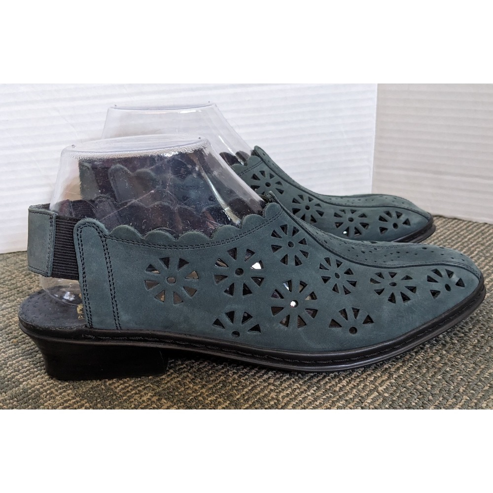 Rieker Womens Blue Suede Slingback Wedge Shoes 40 Antistress Cut Out‎ Low Heels - Picture 2 of 6